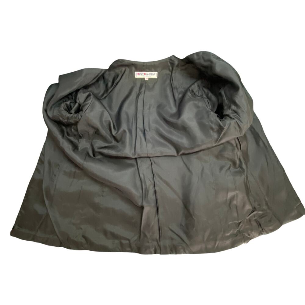 VINTAGE YSL Yves Saint Laurent Rive Gauche Green Plaid Wool Skirt Set FR 38 XS - Picture 10 of 15
